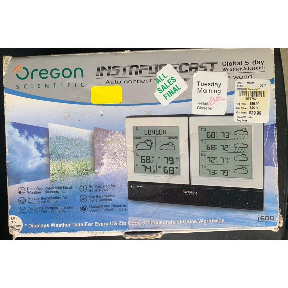Oregon Scientific Instaforecast I600 Real Time Global Weather Forecaster Station